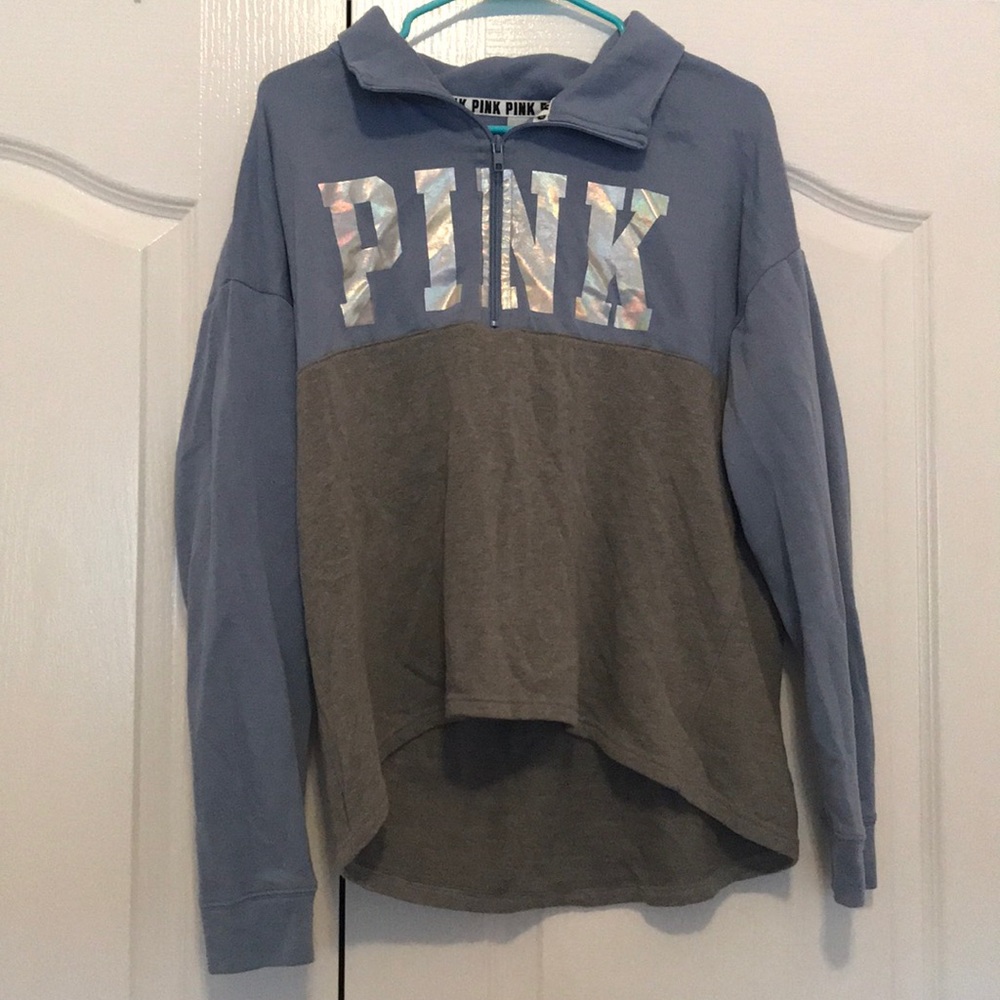 PINK blue and gray pullover
